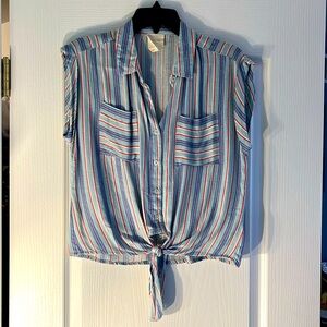 Plaid button-down T-shirt